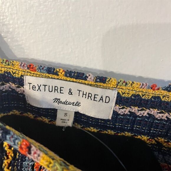 Madewell Texture & Thread Tie-Shoulder Tank Top Striped Sleeveless Crochet Sz S - Picture 6 of 7